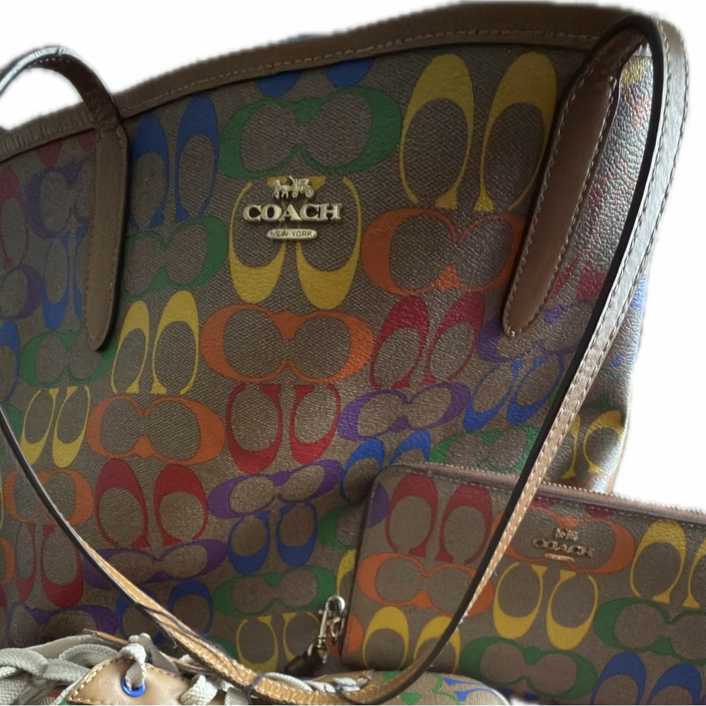 Coach Rainbow Tote & Matching Wallet